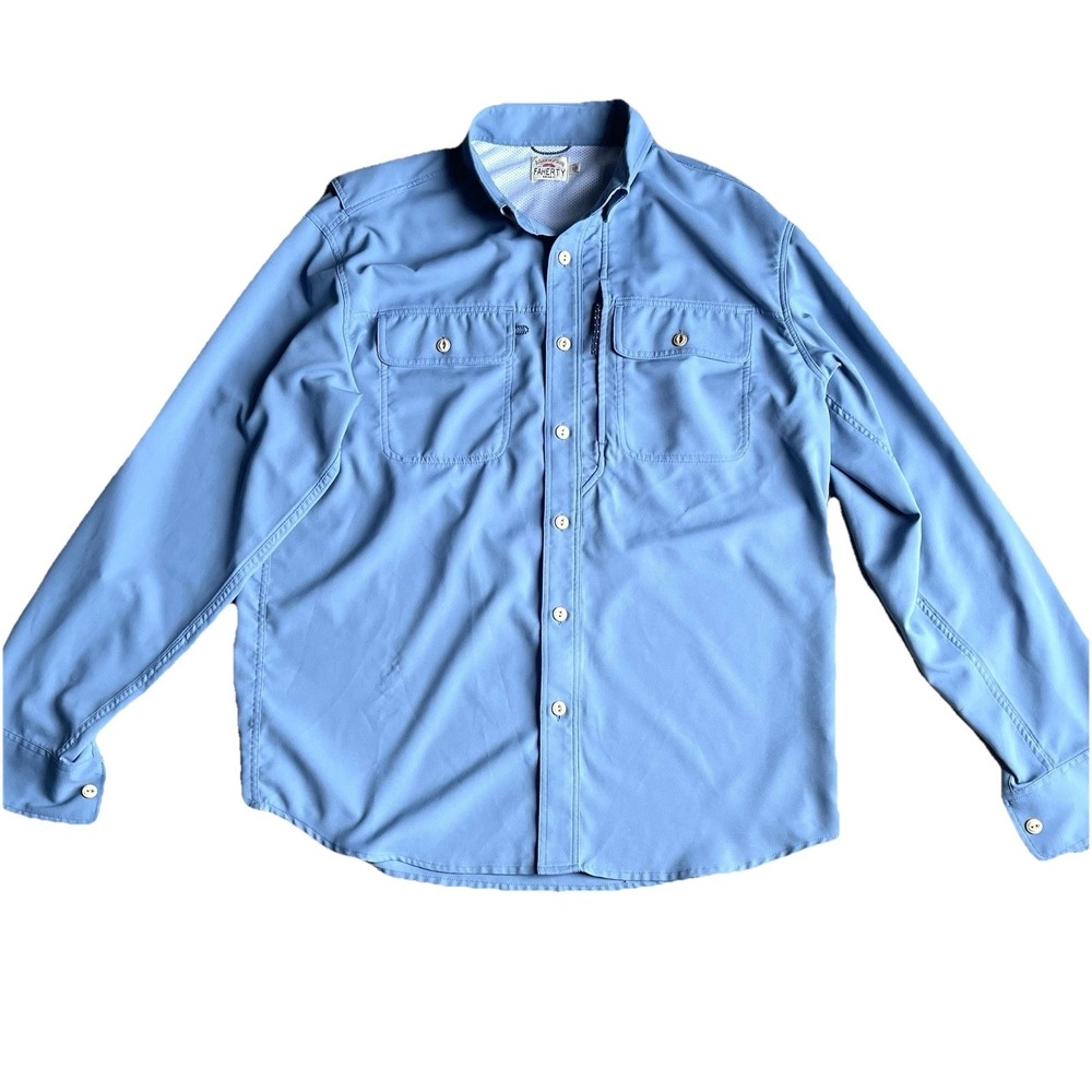Faherty Men's Button Up Small UPF Long Sleeve Vented Button Up Outdoor Fishing*